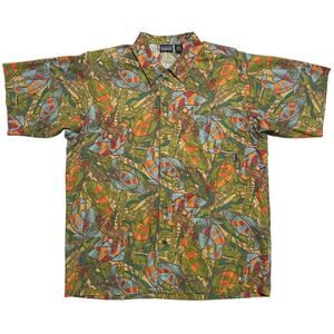 Vintage 90s RARE Patagonia‎ Men’s Fish Printed Abstract Hawaiian Button Up - M